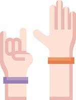 Two hands with different colored wristbands vector