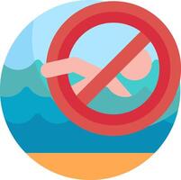 No swimming sign in the ocean vector