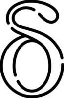 The letter s is shown in a black and white drawing vector
