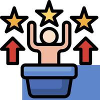 A man in a bucket with five stars above him vector