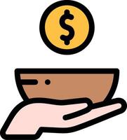 Hand holding bowl with dollar sign vector