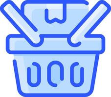 A blue basket with two forks and a knife vector