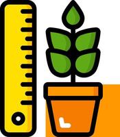 A plant in a pot with a ruler next to it vector