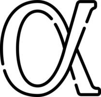 The letter x is shown in a black and white drawing vector