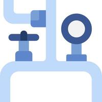 A blue pipe with two valves and a light vector