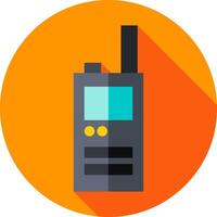 A flat icon of a radio on an orange background vector