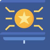 A star on a computer screen with a blue background vector
