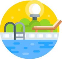 An icon of a pool with a bench and a lamp vector