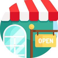 A small business with an open sign vector