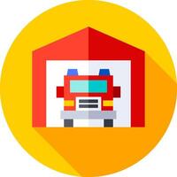 Fire truck icon with long shadow vector
