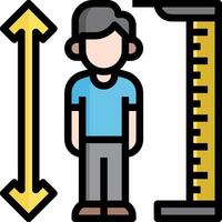 A man is standing next to a ruler and an arrow vector