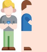 A man standing next to a man with a cell phone vector