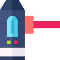A cartoon drawing of a rocket with a red and blue rocket vector