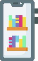 A tablet with books on it and a book shelf vector