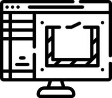 A computer monitor with a computer screen and a keyboard vector