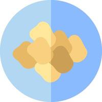 A round icon with a pile of popcorn on it vector