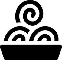 A black and white illustration of a bowl with noodles vector