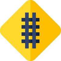 A yellow diamond with a railroad track on it vector