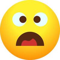 A yellow emoticion with a surprised face vector