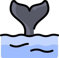 A whale tail in the water with a blue background vector