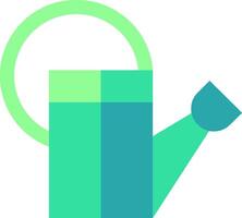 A green watering can icon with a green handle vector