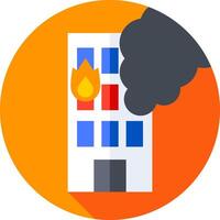 Fire safety icon with a fire in the middle of a building vector