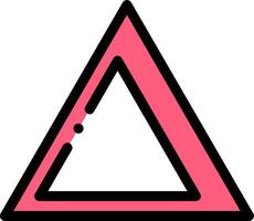 A pink triangle with a black dot in the middle vector