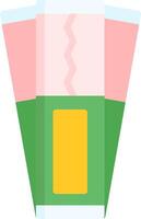 A pink and green candy wrapper with a yellow stripe vector