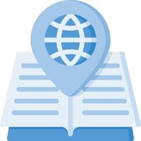 World map pin on open book vector