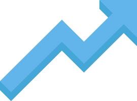 A blue arrow pointing up on a white background vector