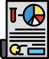 A document with a pie chart and other items vector