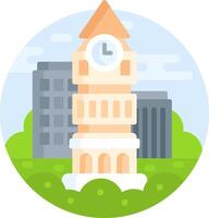 A tower with a clock on top of it vector