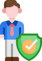 A man holding a shield with a tick mark on it vector