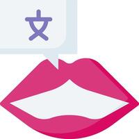 A speech bubble with a chinese character and a pink tongue vector
