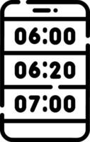A black and white image of a clock on a phone vector