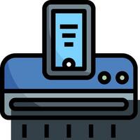 A printer with a phone on top of it vector