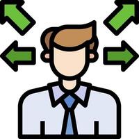 Businessman with arrows pointing to him vector