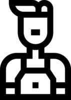 A black and white icon of a man with a hat vector