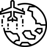 A plane flying over the earth with a globe in the background vector
