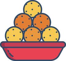 A bowl of cookies in a red bowl vector