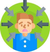 An illustration of a man with arrows coming out of his head vector