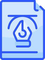 A blue icon with a pen and a clock vector