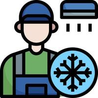 A man with a snowflake on his head and a snow shovel vector