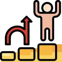 A man is standing on top of a ladder with an arrow pointing up vector