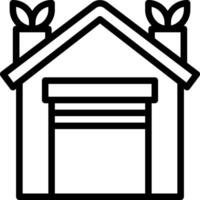 A black and white house icon with a window and door vector