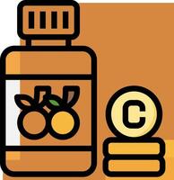 A bottle of orange juice and a coin vector