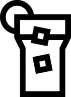 A black and white icon of a cup with a square vector
