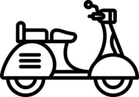 A black and white drawing of a scooter vector