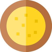 A round yellow pie with a slice of cheese on it vector