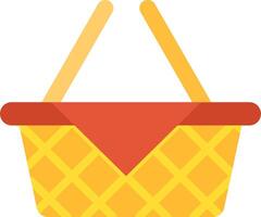 A basket with a red and yellow checkered pattern vector